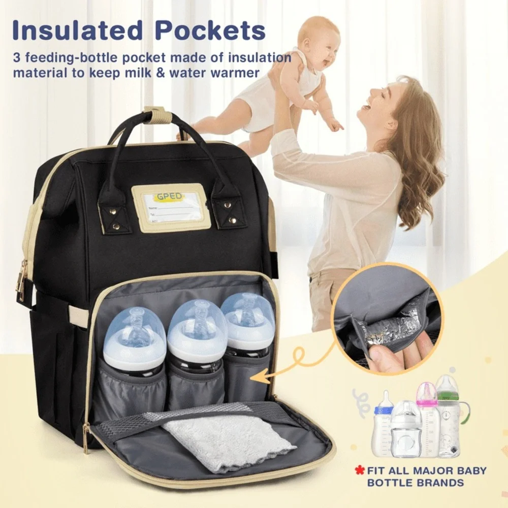 GPED Multifunction Diaper Bag Backpack with Insulated Pockets